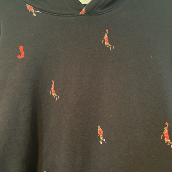 Jordan Black Hoodie with Red Logo Pattern - Picture 4 of 5